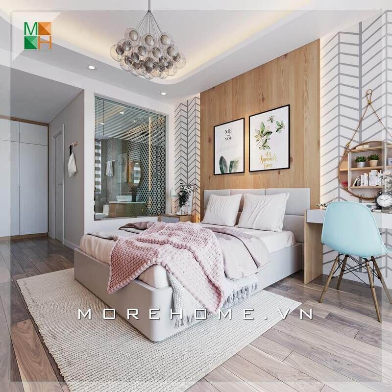 Gỗ ốp tường đầu giường mang lại một thiết kế thông minh và sáng tạo, làm cho căn phòng ngủ trở nên đặc biệt.